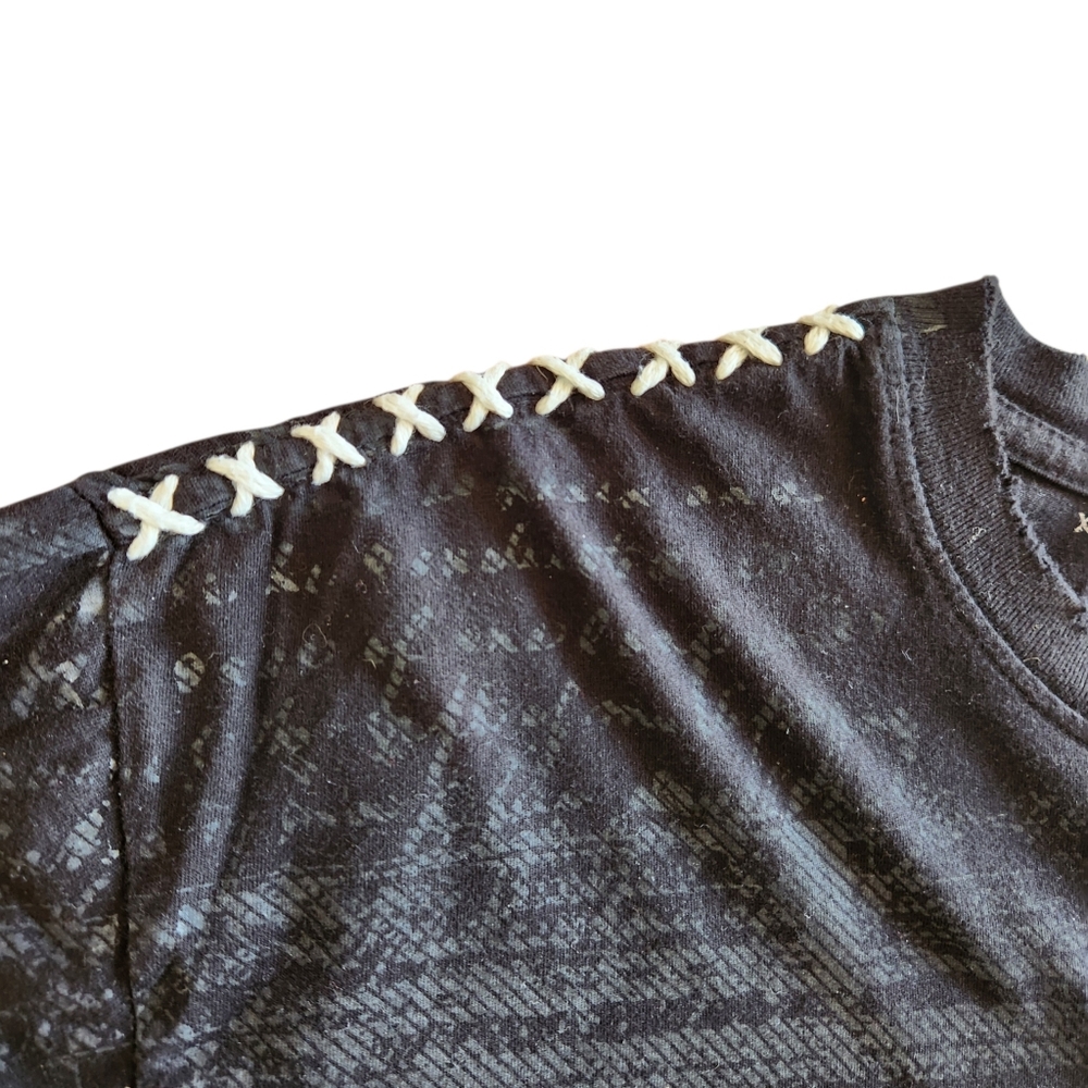 Affliction T-Shirt Skull Cross Wings Biker Black Size XL - Picture 6 of 15
